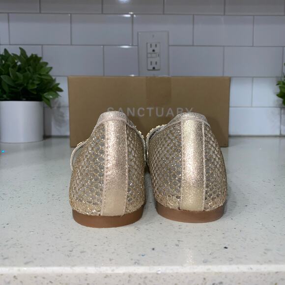 RE: Sanctuary Women’s 7 Mary Jane Ballet Flat w Cushioned Flexible Footbed, Gold - Picture 2 of 9